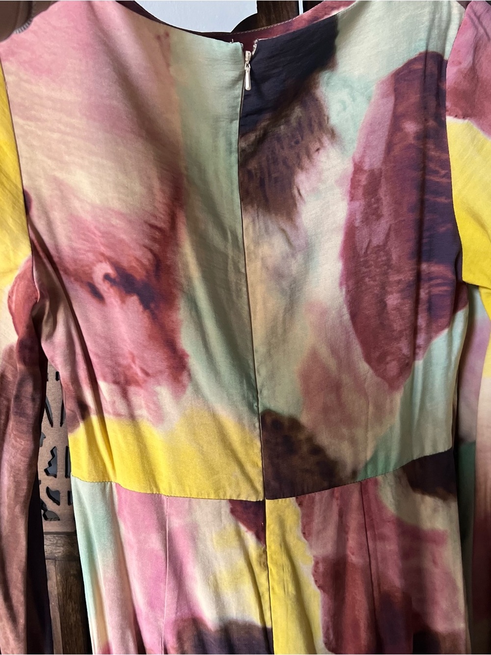 ASOS Yellow, Green, Burgundy & Pink Watercolor Maxi Dress - Picture 8 of 10